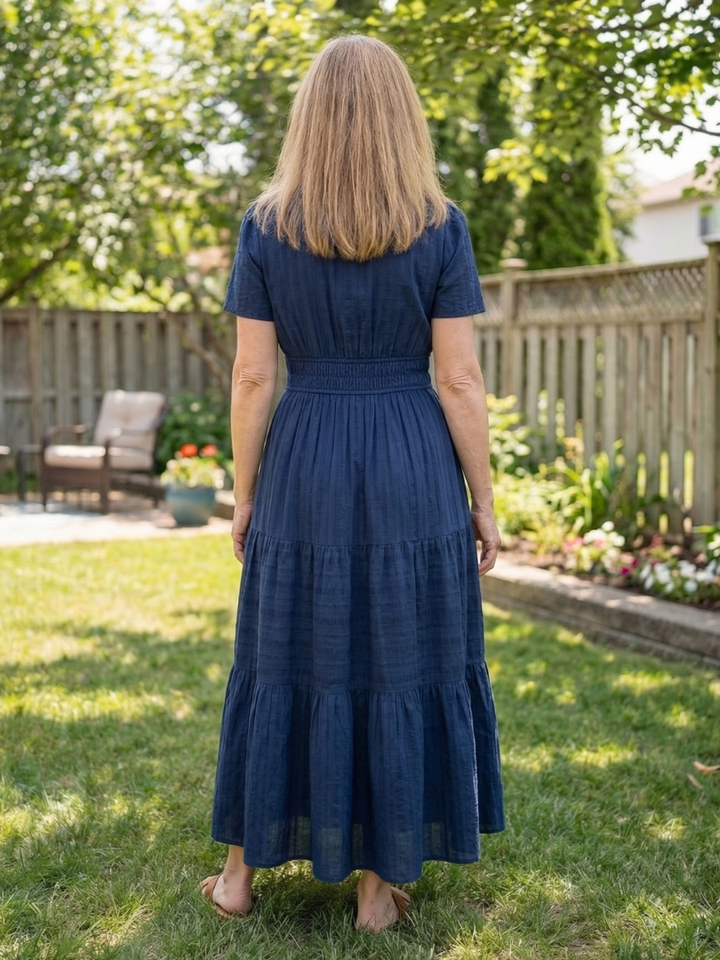 Odelia | Short Sleeve Tiered Maxi Dress