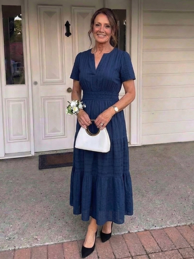 Odelia | Short Sleeve Tiered Maxi Dress