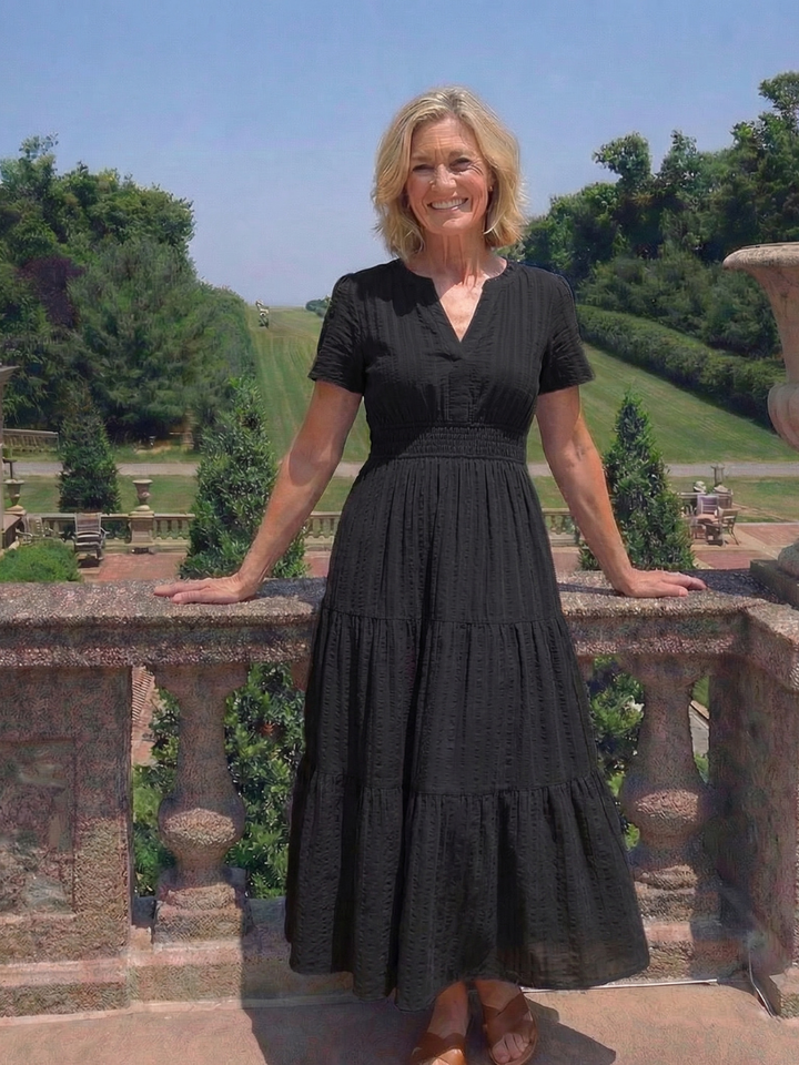 Odelia | Short Sleeve Tiered Maxi Dress