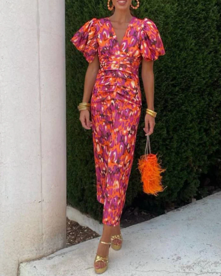Clara | Vivid Pleated Midi Dress