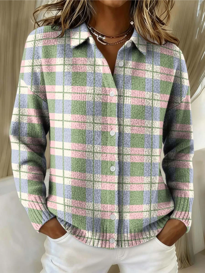 Lena | Checked Hoodie Blouse in Fresh Pastel Colours