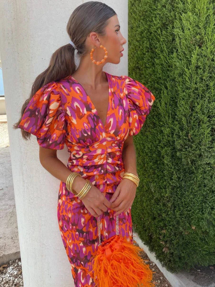 Clara | Vivid Pleated Midi Dress