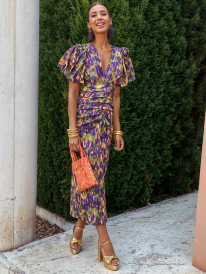 Clara | Vivid Pleated Midi Dress