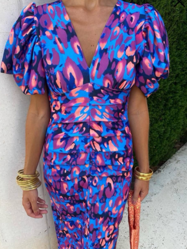 Clara | Vivid Pleated Midi Dress