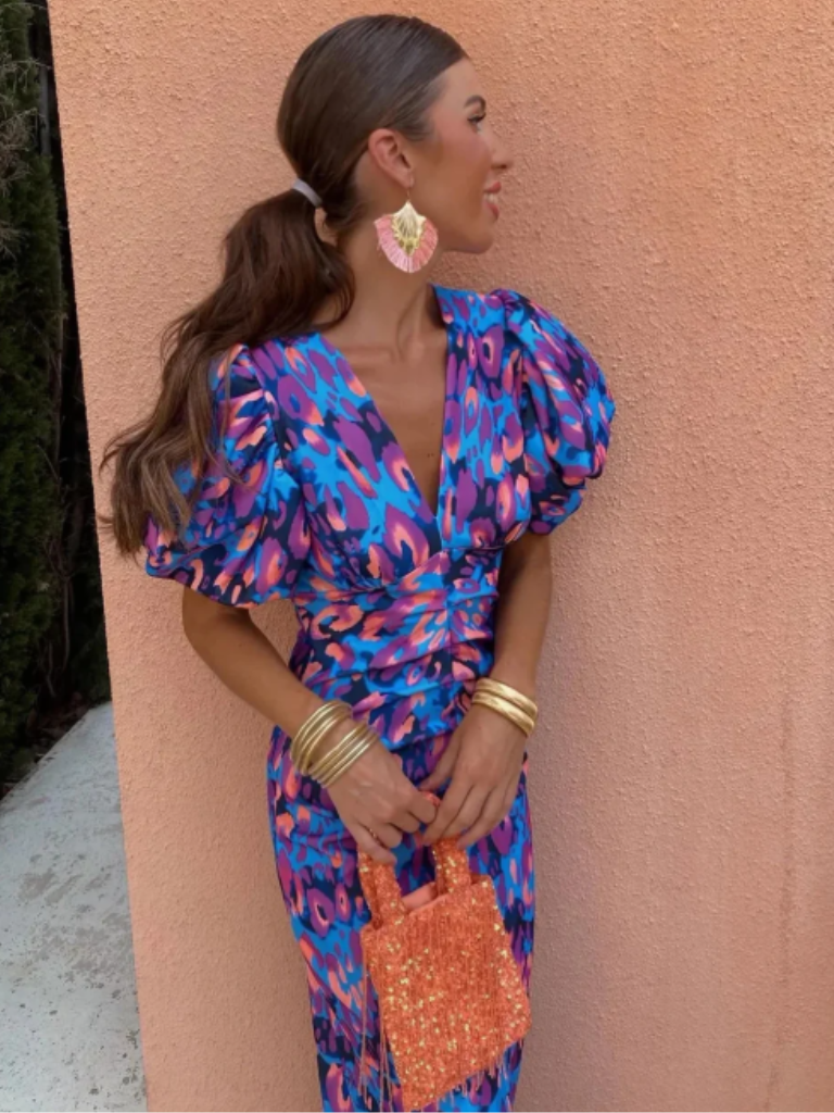 Clara | Vivid Pleated Midi Dress