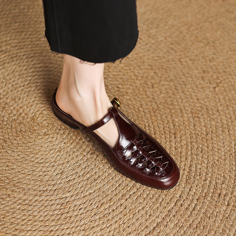 Elya | Square-Toe Mary Jane Loafer Mules
