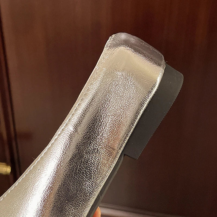 Lyra | Metallic Square-Toe Slip-On Mules