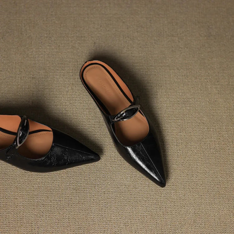 Alour | Pointed-Toe Cutout Flat Mules