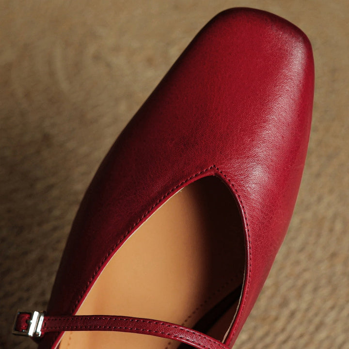 Miral | Square-Toe Mary Jane Flat Mules