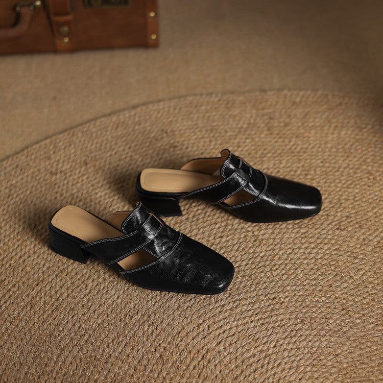 Ivora | Square-Toe Layered Strap Mules