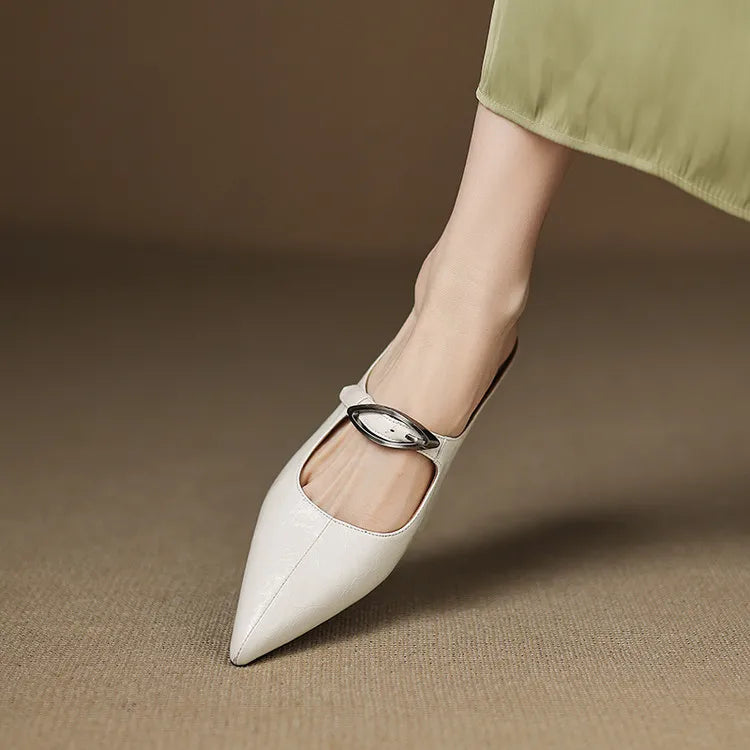 Alour | Pointed-Toe Cutout Flat Mules