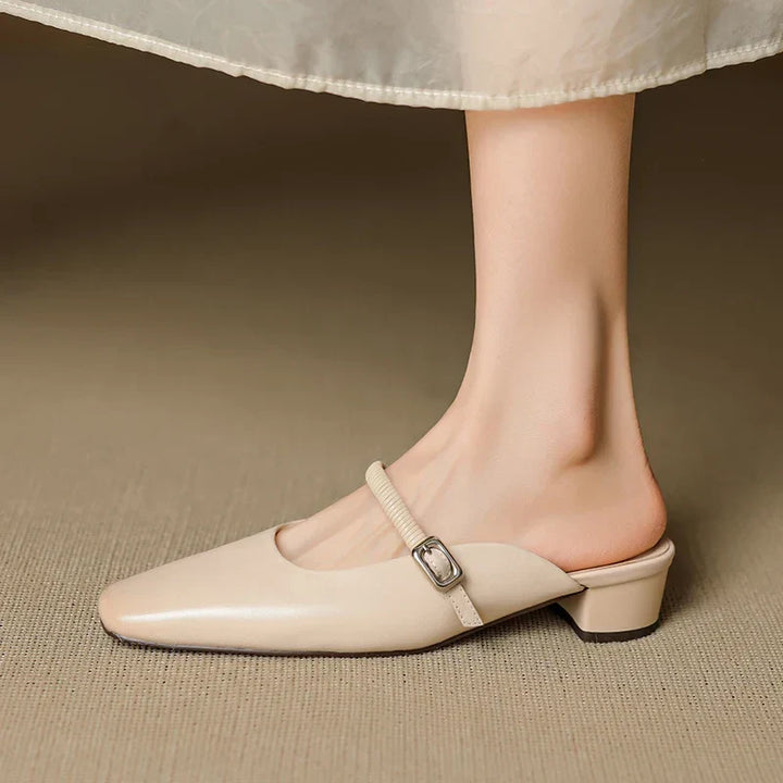 Kera | Square-Toe Mary Jane Heel Mules