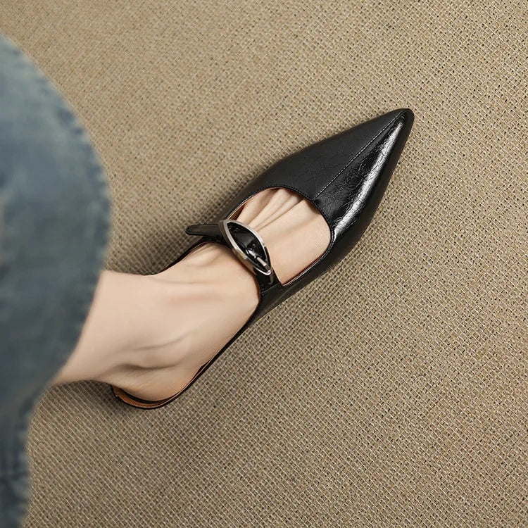 Alour | Pointed-Toe Cutout Flat Mules