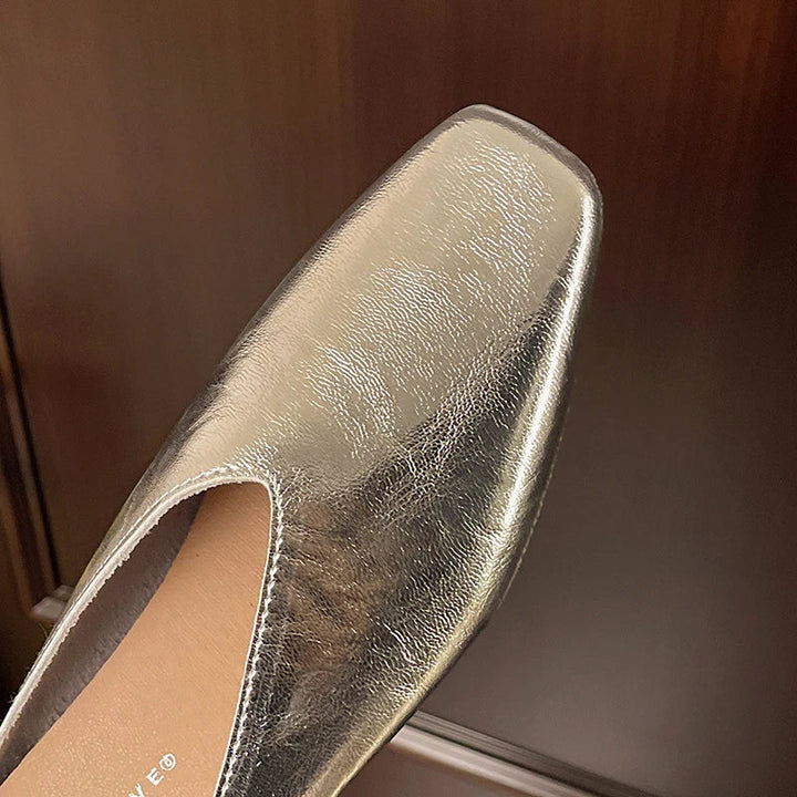 Lyra | Metallic Square-Toe Slip-On Mules