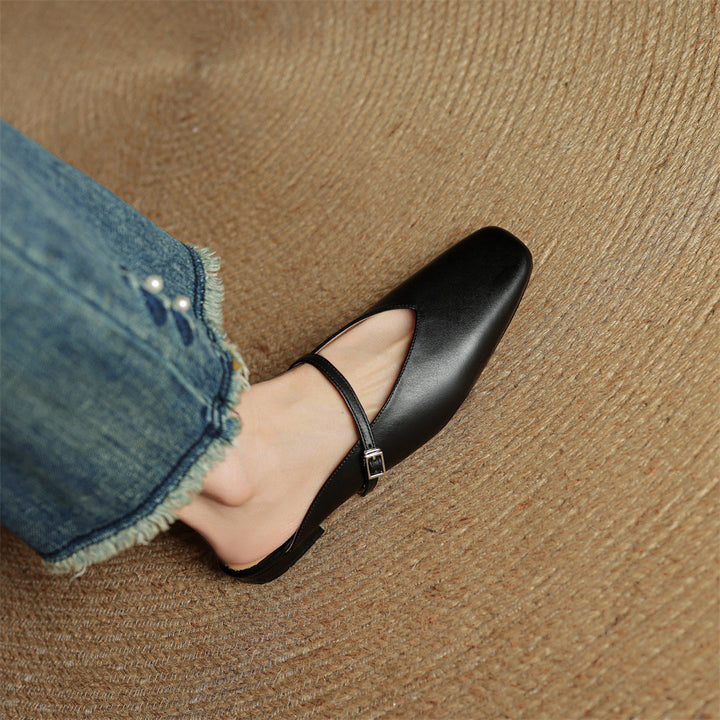 Miral | Square-Toe Mary Jane Flat Mules