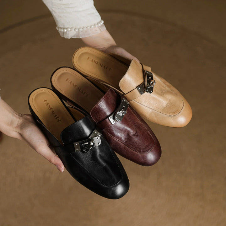 Carla | Rounded-Toe Hardware Accent Mules
