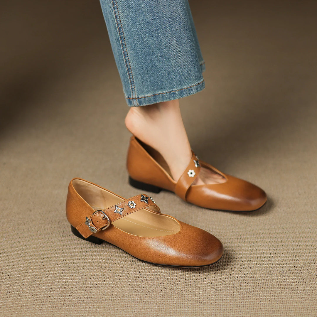 Elda | Square-Toe Mary Jane Flats