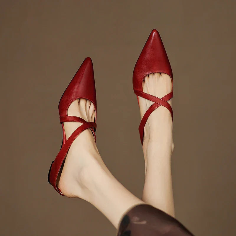 Aluna | Pointed-Toe Crisscross Strap Mules