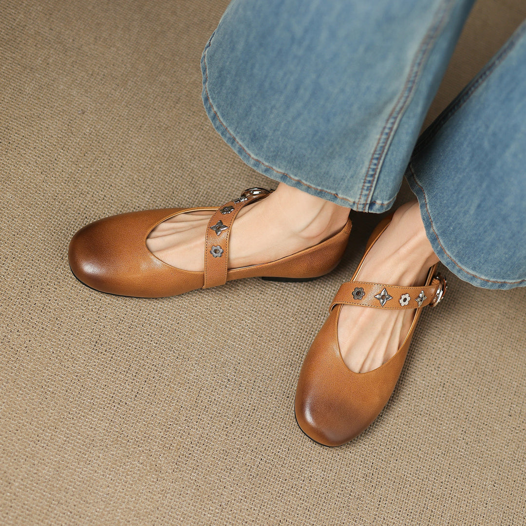 Elda | Square-Toe Mary Jane Flats