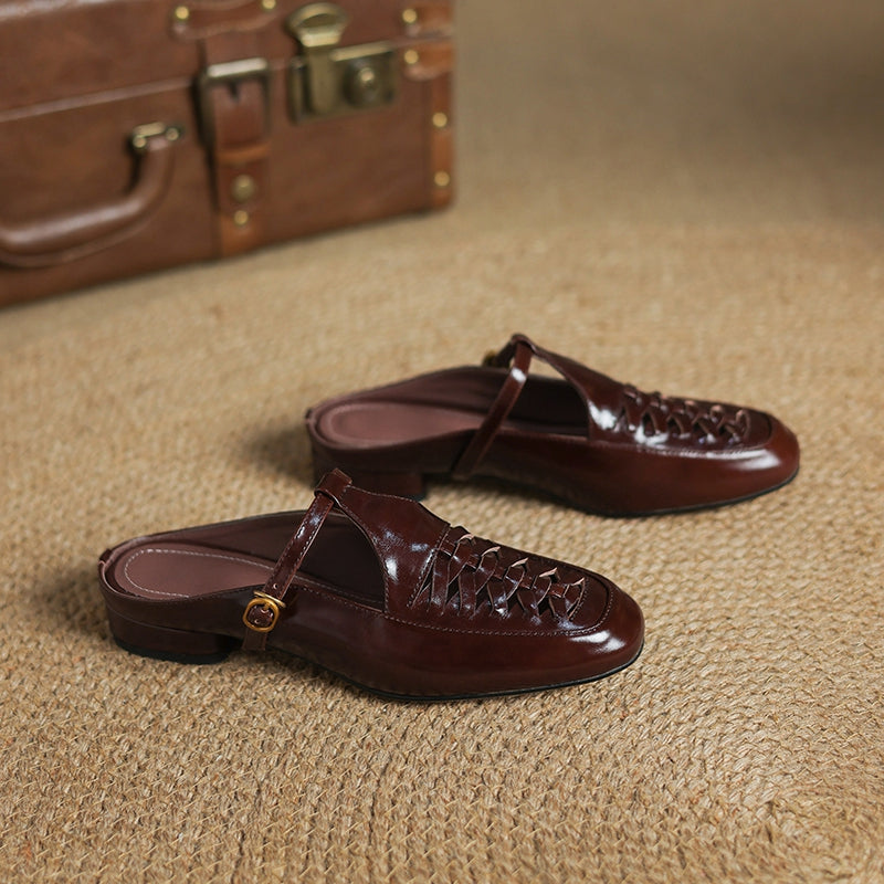 Elya | Square-Toe Mary Jane Loafer Mules