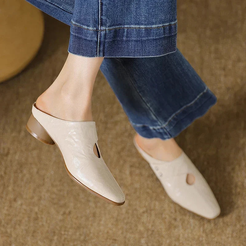 Agnit | Pointed-Toe Cutout Accent Mules