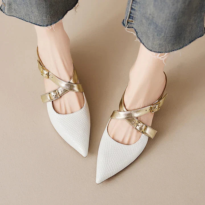 Zelle | Pointed-Toe Double Strap Heel Mules