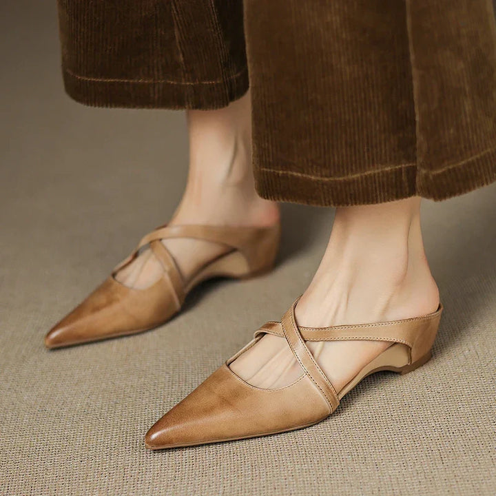 Aluna | Pointed-Toe Crisscross Strap Mules