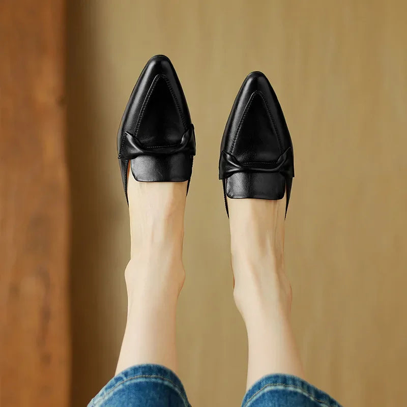 Alaya | Pointed-Toe Bow Accent Heel Mules