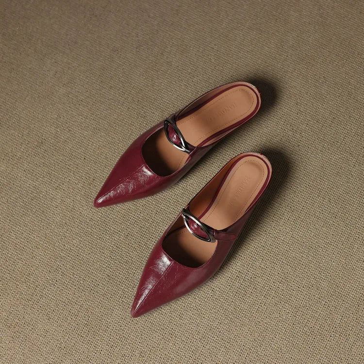 Alour | Pointed-Toe Cutout Flat Mules