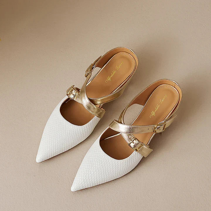 Zelle | Pointed-Toe Double Strap Heel Mules