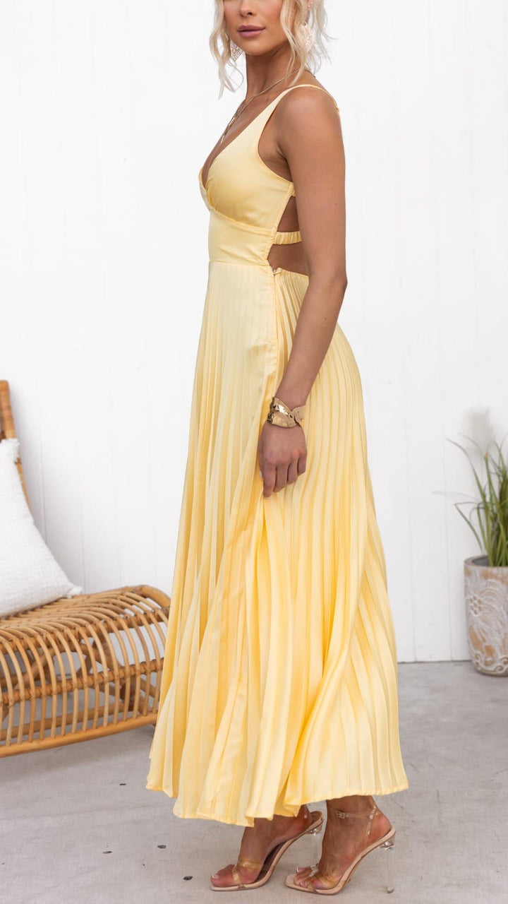 Ivy | Pleated V-Neck Maxi Dress