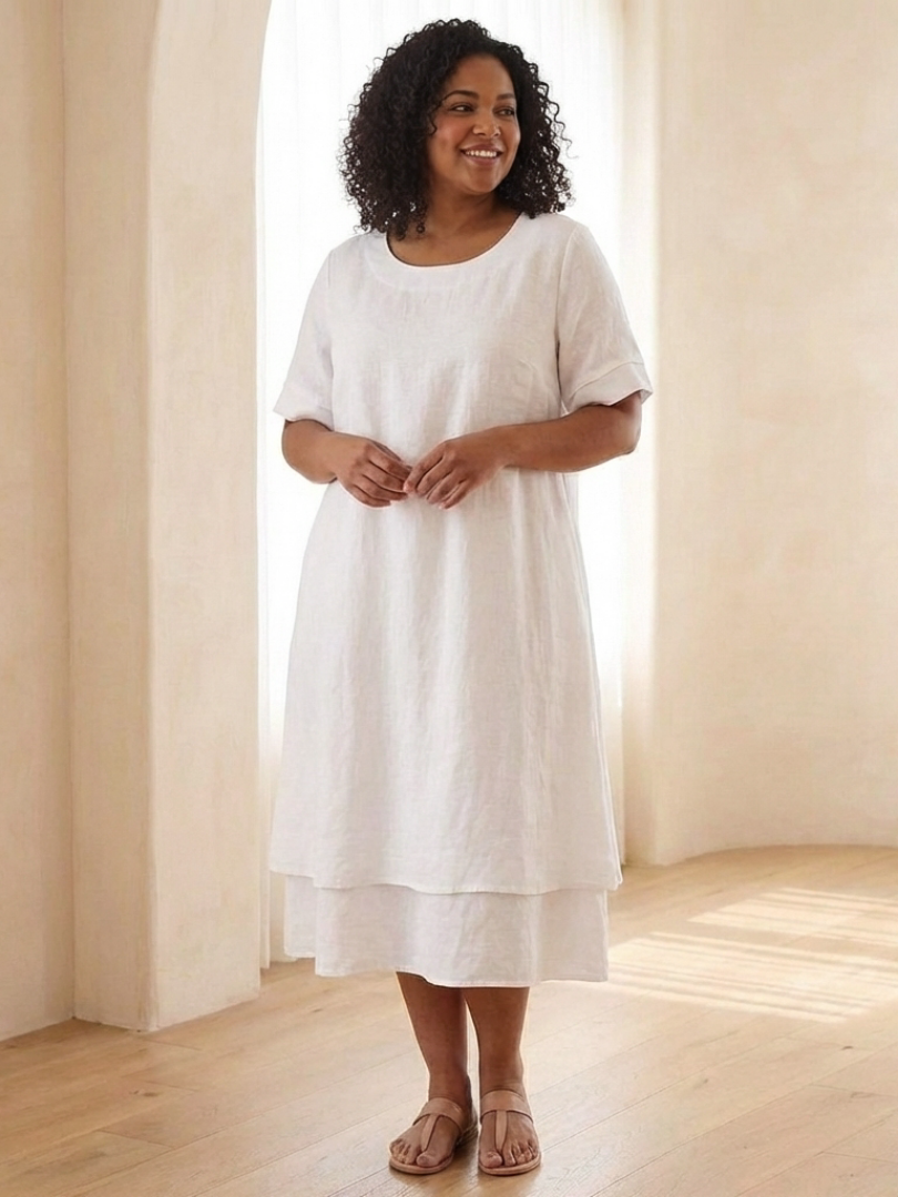 Cressida | Layered Short Sleeve Midi Dress