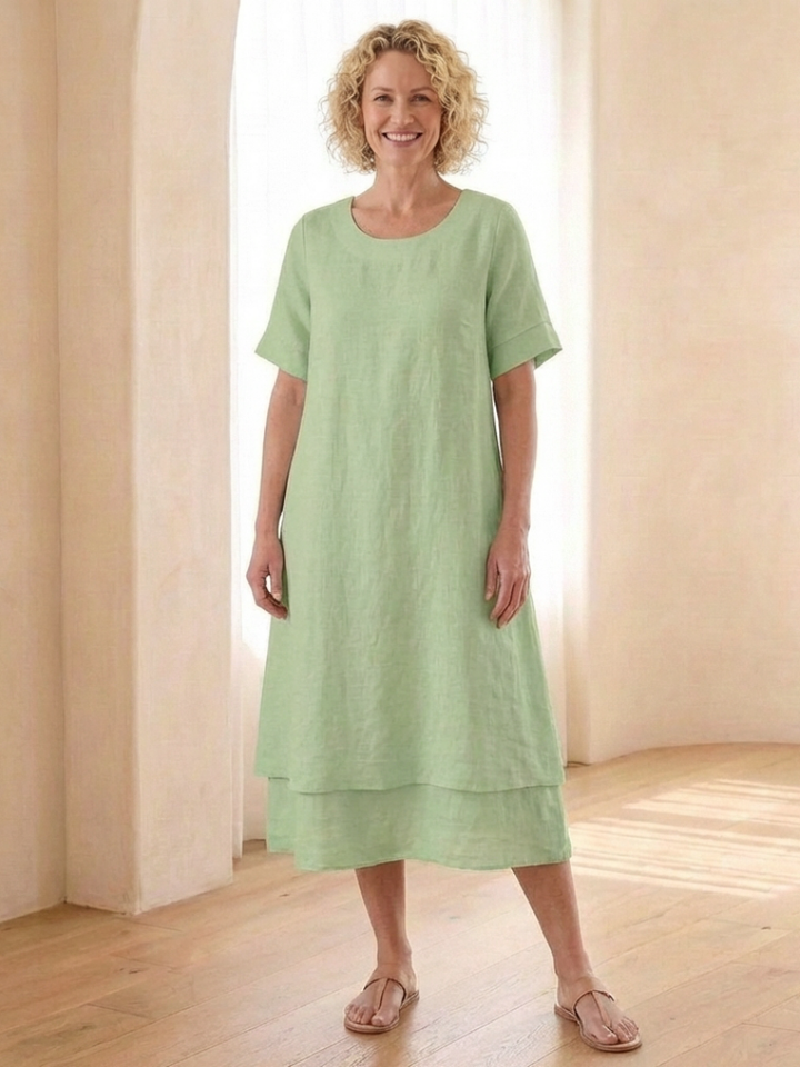 Cressida | Layered Short Sleeve Midi Dress