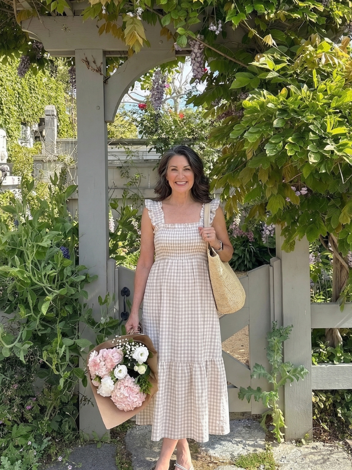Isolde | Flutter Sleeve Smocked Gingham Maxi Dress
