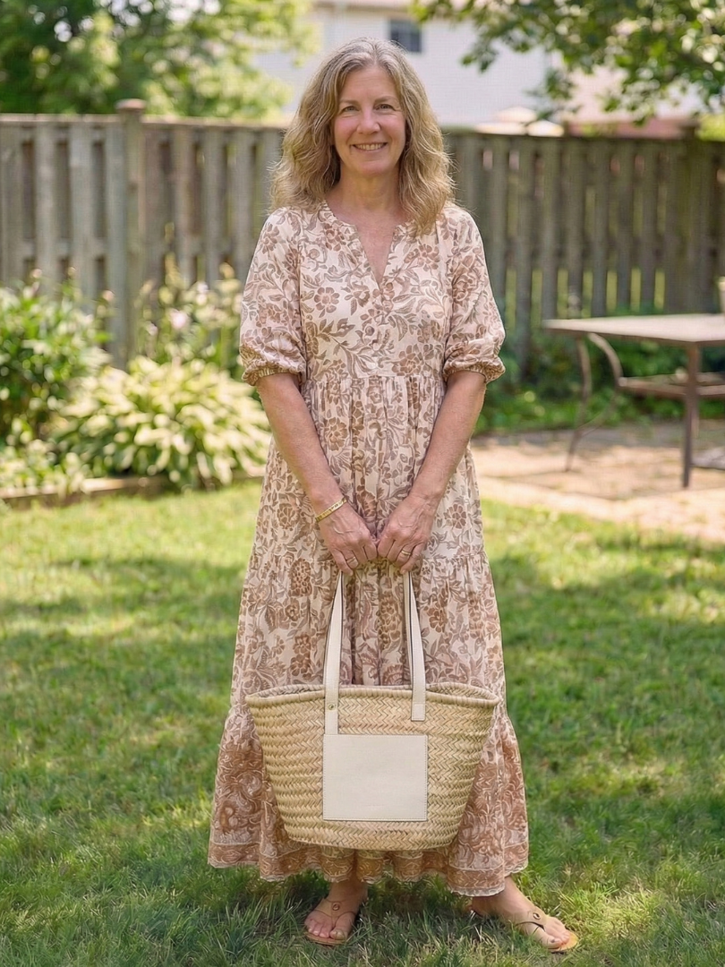 Calandra | Short Sleeve V-Neck Floral Midi Dress