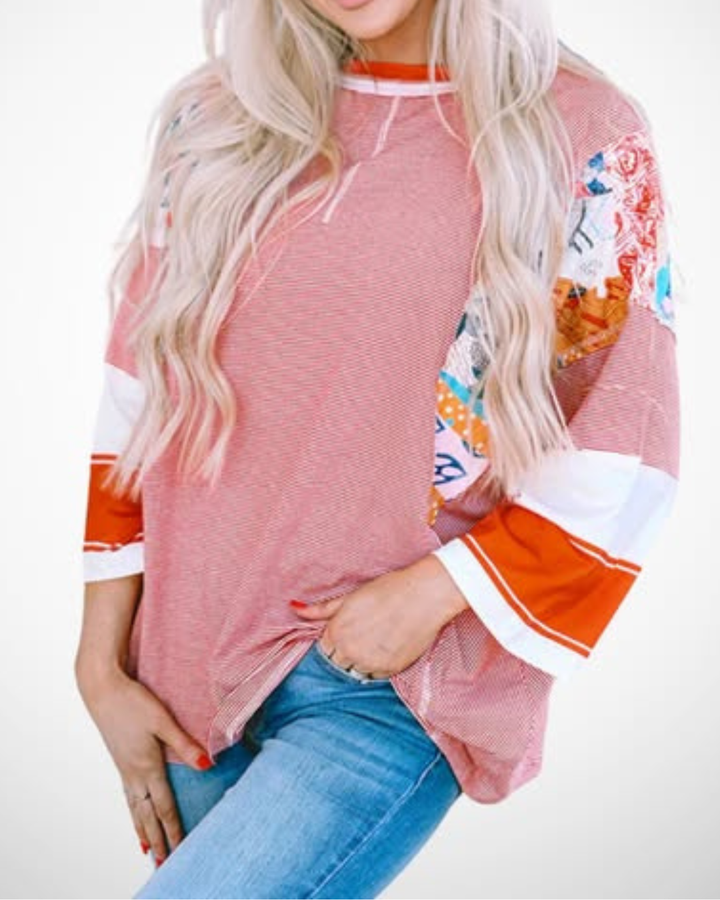 Bailey | Lightweight Patchwork Batwing Top