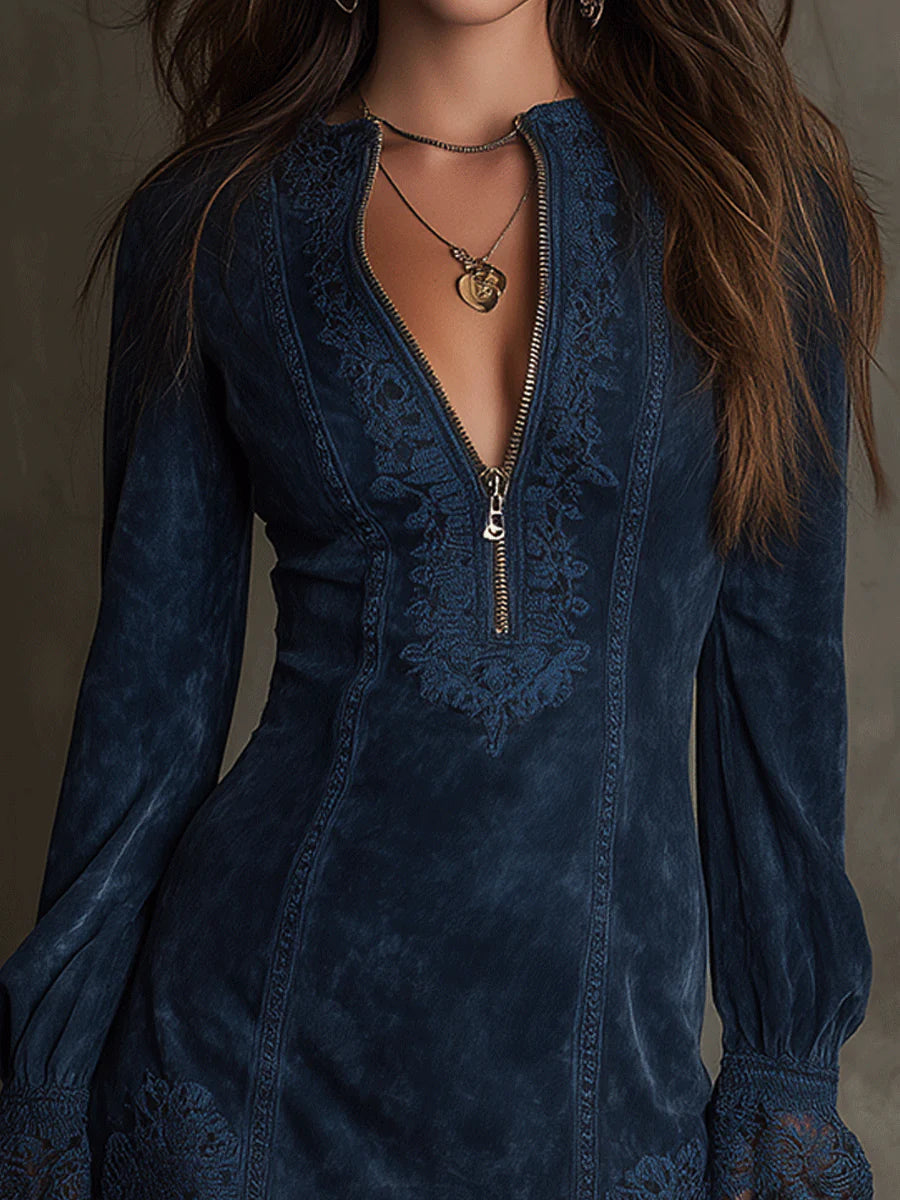 Azulena | Embroidered Zip Tunic
