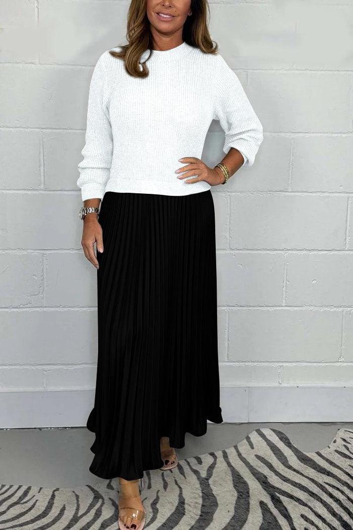 Claudia | Maxi dress with sweater and pleated skirt