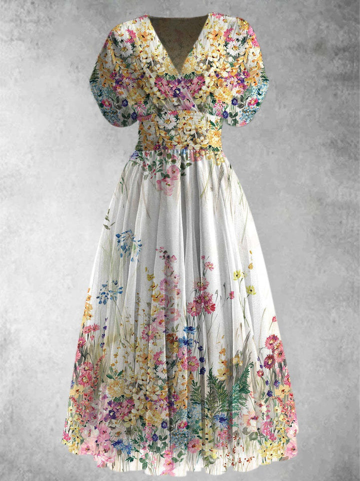 Rosalinda | Short Sleeve Floral Maxi Dress