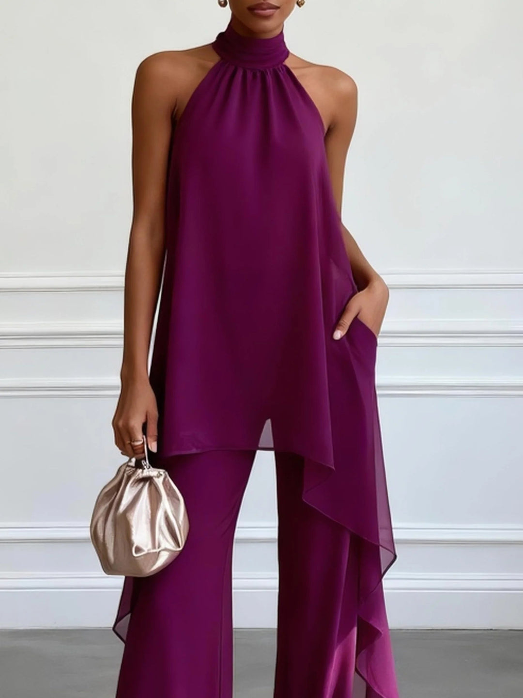 Vivienne | Halter Top &amp; Pants Two-Piece Set
