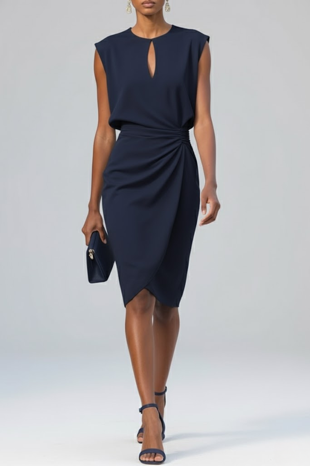 Elaina | Elegant Ruched Waist Midi Dress