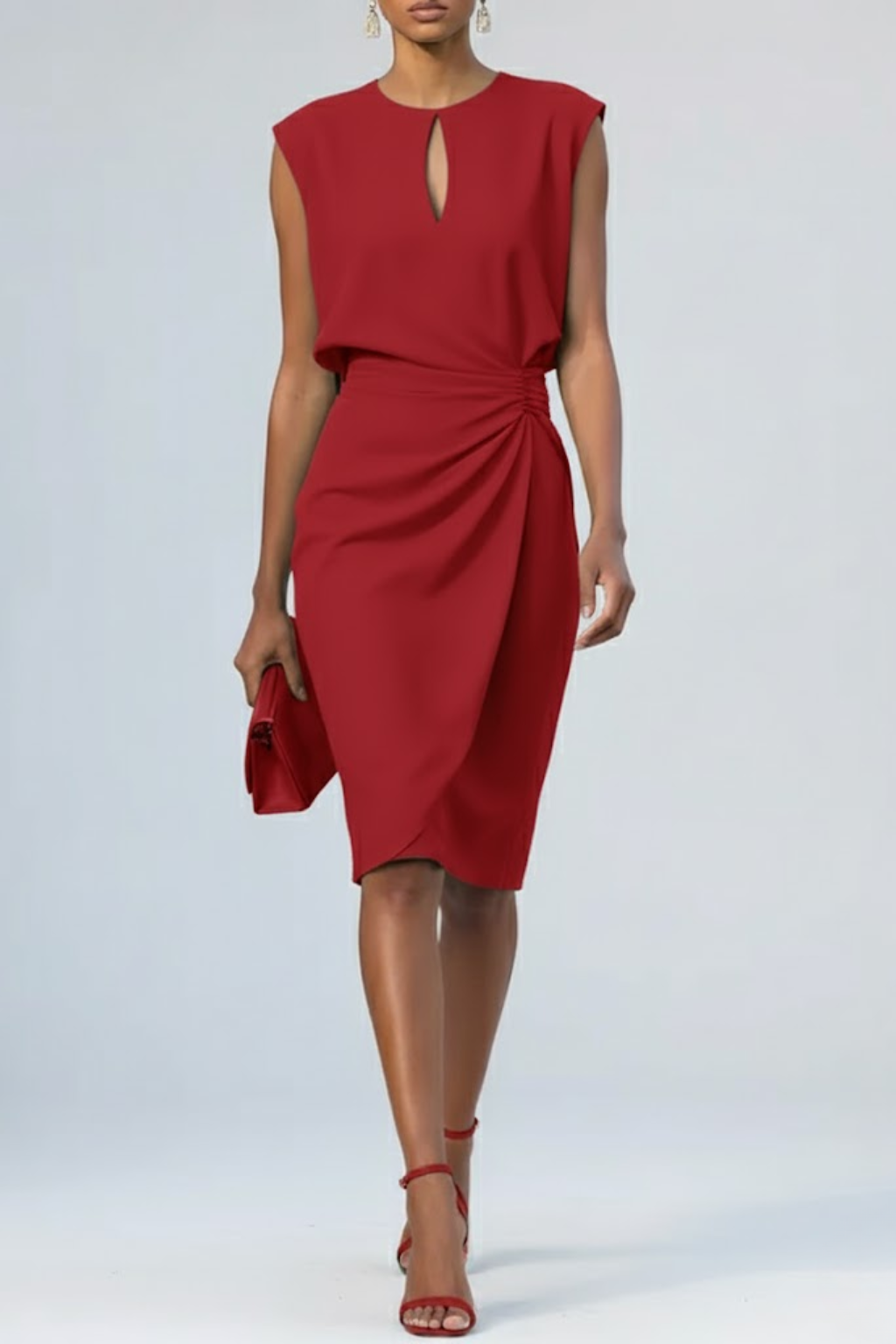 Elaina | Elegant Ruched Waist Midi Dress
