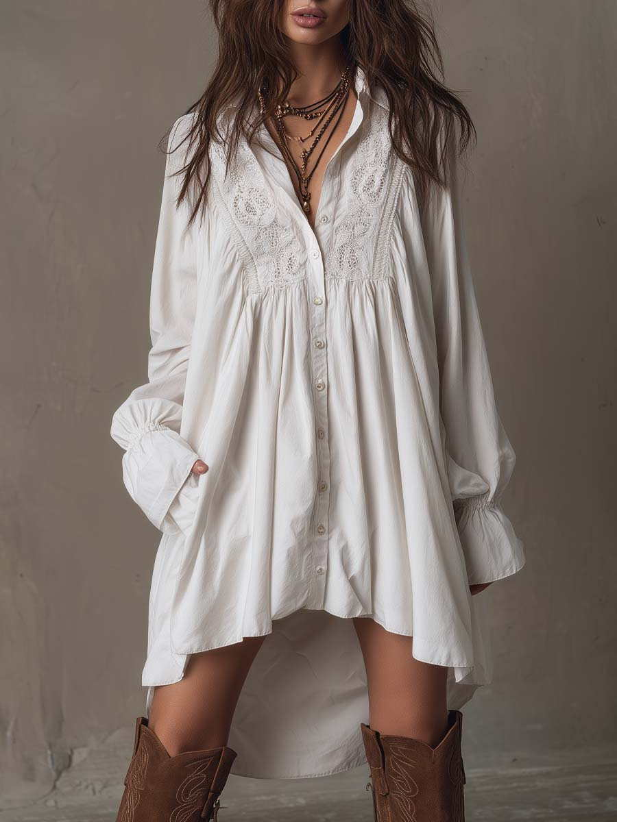 Helen | Tropical White Lace Midi Dress