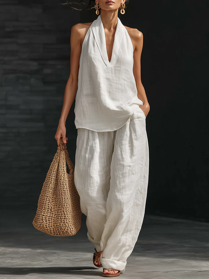 Zoe Sleeveless Set with Wide Pants