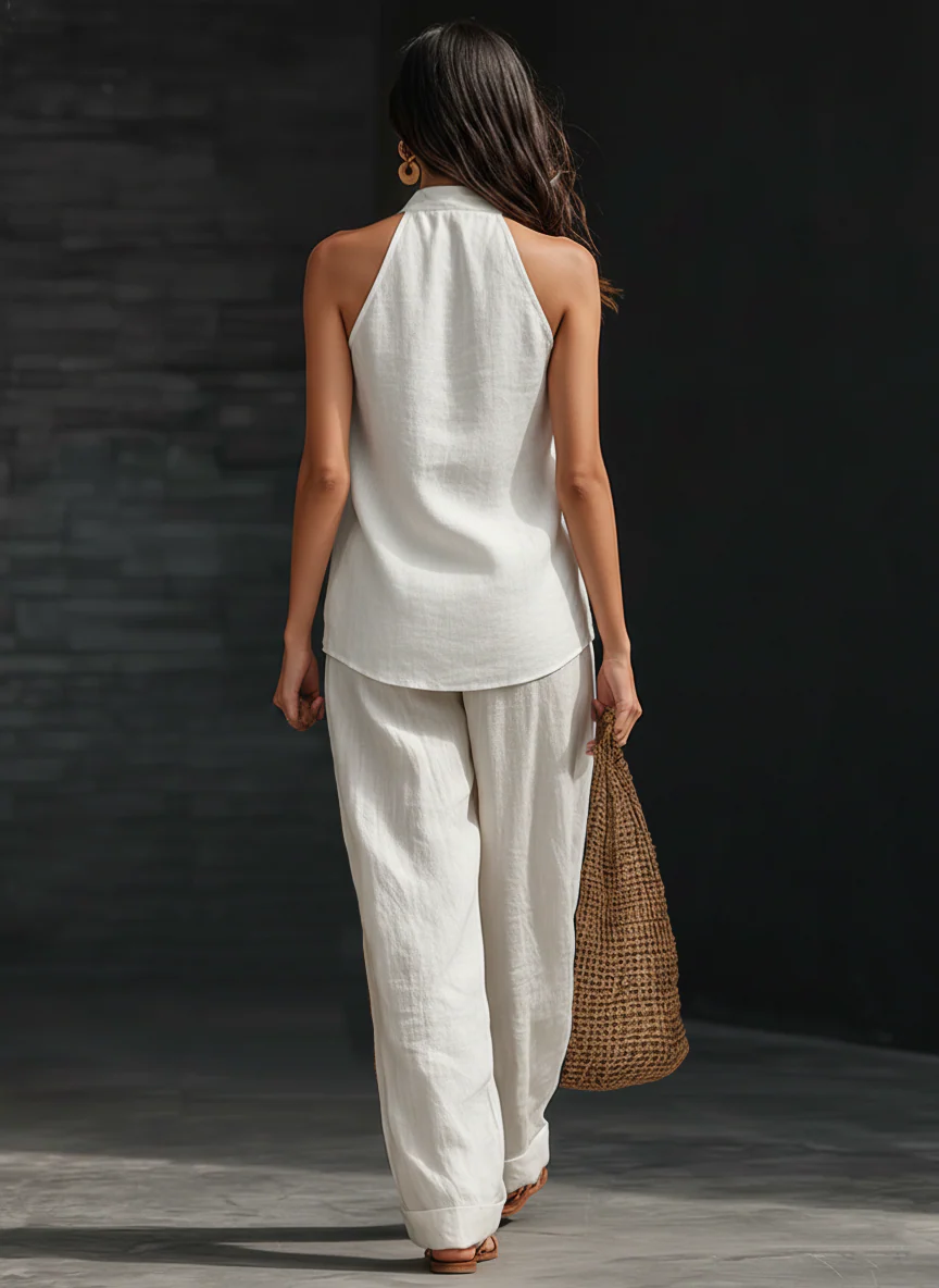 Zoe Sleeveless Set with Wide Pants