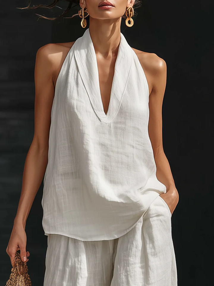 Zoe Sleeveless Set with Wide Pants