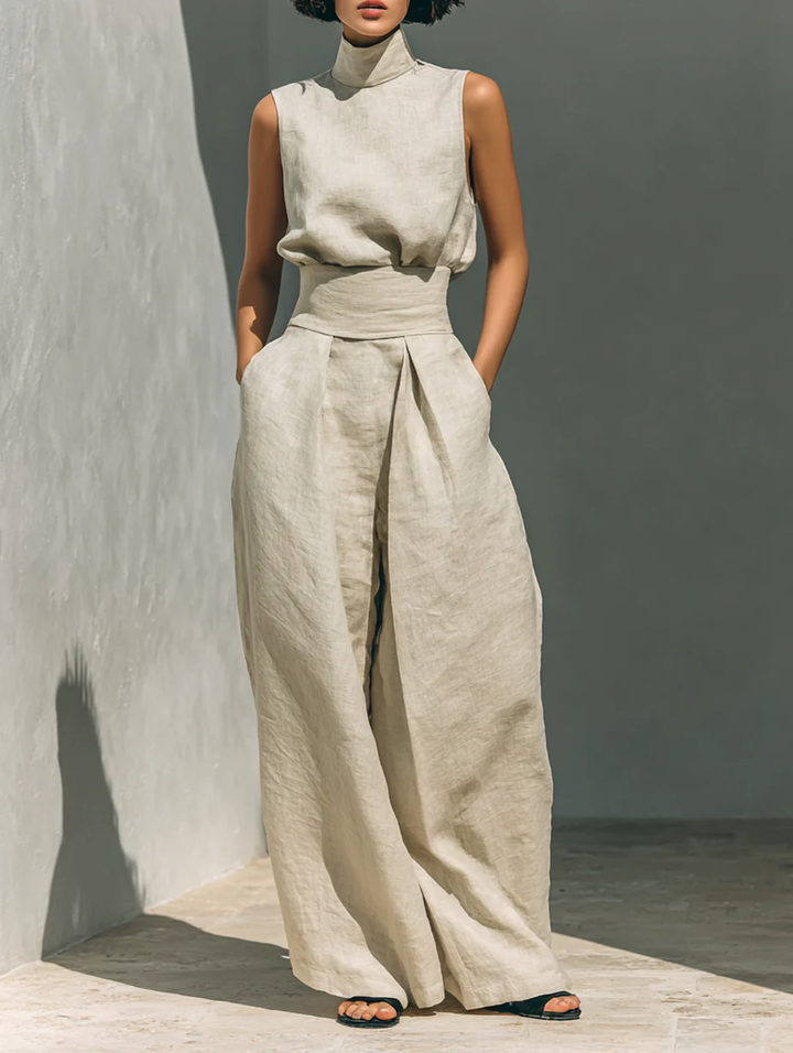 Dorothy | Beige Cotton-Linen Two-Piece Set