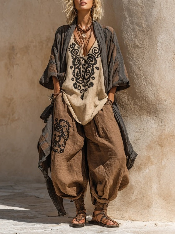 Margaret | Nomadic Bohemian Art Print Three-Piece Set Outfit