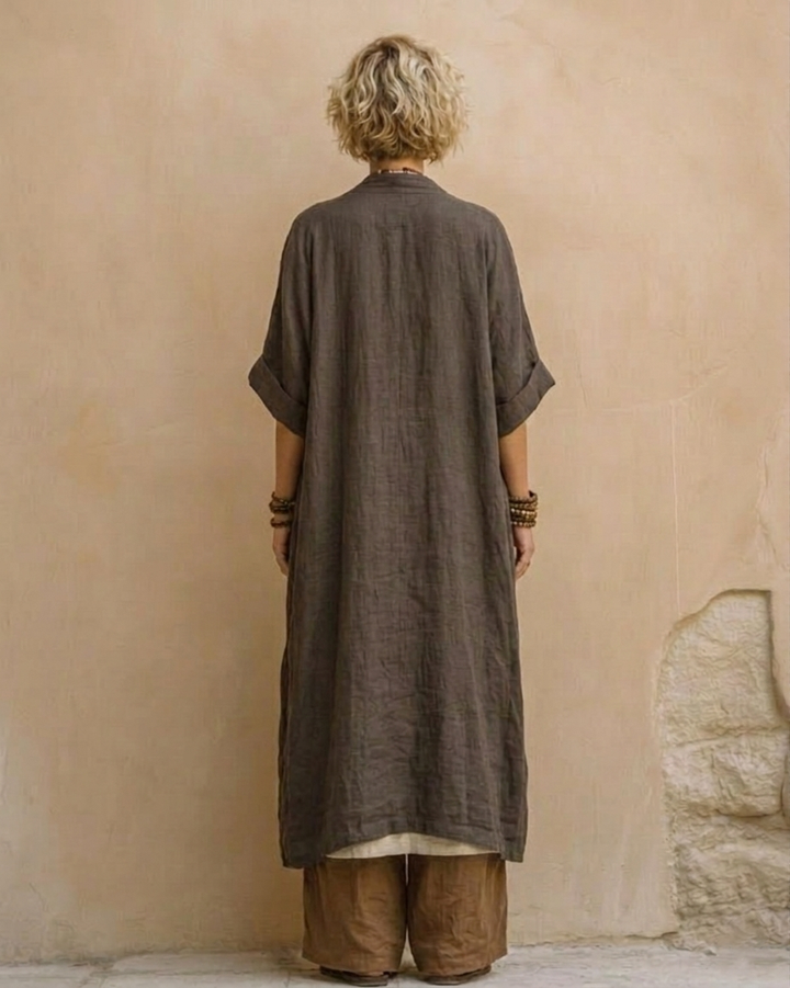 Sophie | Dark Grey &amp; Brown Tribal Print Three-Piece Set
