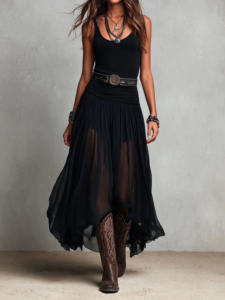 Giselle | Tank &amp; Tulle-Skirt Maxi Dress